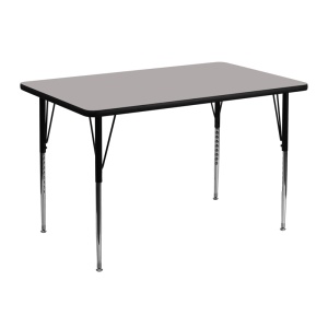 30''W x 48''L Rectangular Grey HP Laminate Activity Table - Standard Height Adjustable Legs - by Flash Furniture