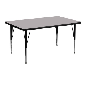 30''W x 48''L Rectangular Grey Thermal Laminate Activity Table - Height Adjustable Short Legs - by Flash Furniture