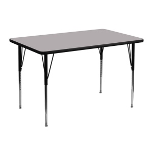30''W x 48''L Rectangular Grey Thermal Laminate Activity Table - Standard Height Adjustable Legs - by Flash Furniture