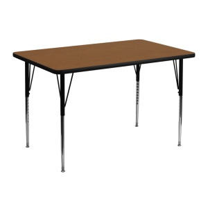 30''W x 48''L Rectangular Oak HP Laminate Activity Table - Standard Height Adjustable Legs - by Flash Furniture