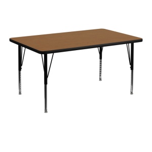30''W x 48''L Rectangular Oak Thermal Laminate Activity Table - Height Adjustable Short Legs - by Flash Furniture