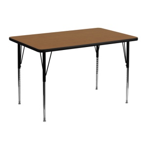 30''W x 48''L Rectangular Oak Thermal Laminate Activity Table - Standard Height Adjustable Legs - by Flash Furniture