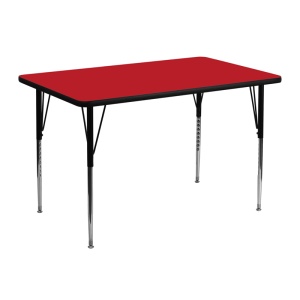 30''W x 48''L Rectangular Red HP Laminate Activity Table - Standard Height Adjustable Legs - by Flash Furniture