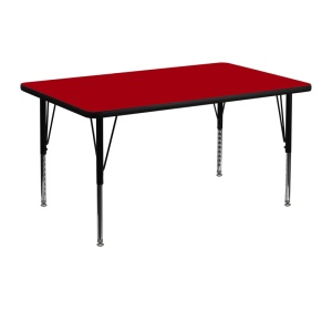 30''W x 48''L Rectangular Red Thermal Laminate Activity Table - Height Adjustable Short Legs - by Flash Furniture