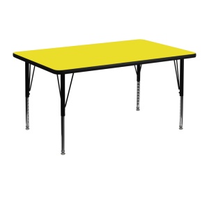 30''W x 48''L Rectangular Yellow HP Laminate Activity Table - Height Adjustable Short Legs - by Flash Furniture