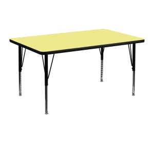 30''W x 48''L Rectangular Yellow Thermal Laminate Activity Table - Height Adjustable Short Legs - by Flash Furniture