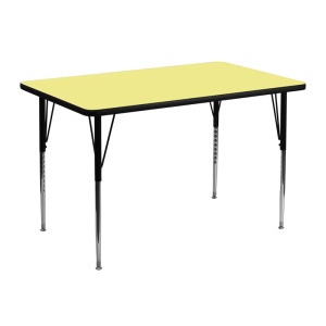 30''W x 48''L Rectangular Yellow Thermal Laminate Activity Table - Standard Height Adjustable Legs - by Flash Furniture