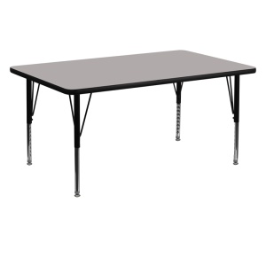 30''W x 60''L Rectangular Grey HP Laminate Activity Table - Height Adjustable Short Legs - by Flash Furniture