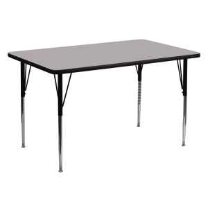 30''W x 60''L Rectangular Grey HP Laminate Activity Table - Standard Height Adjustable Legs - by Flash Furniture