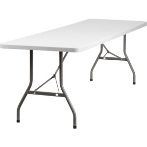 30''W x 96''L Granite White Plastic Folding Table - by Flash Furniture