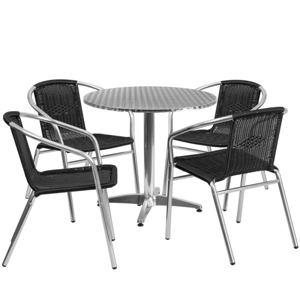 31.5-Round-Aluminum-Indoor-Outdoor-Table-Set-with-4-Black-Rattan-Chairs-by-Flash-Furniture