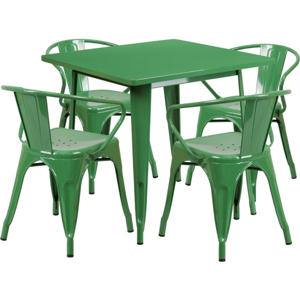 31.5-Square-Green-Metal-Indoor-Outdoor-Table-Set-with-4-Arm-Chairs-by-Flash-Furniture