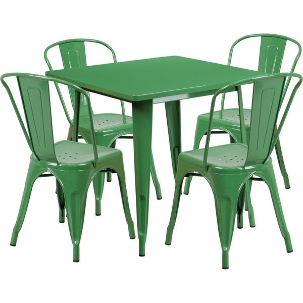 31.5-Square-Green-Metal-Indoor-Outdoor-Table-Set-with-4-Stack-Chairs-by-Flash-Furniture