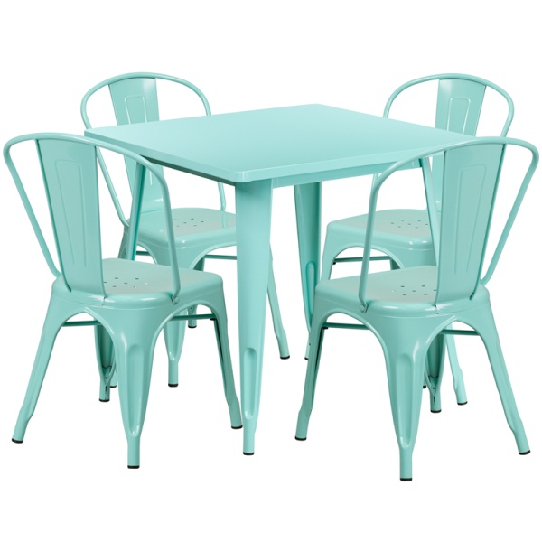 31.5-Square-Mint-Green-Metal-Indoor-Outdoor-Table-Set-with-4-Stack-Chairs-by-Flash-Furniture