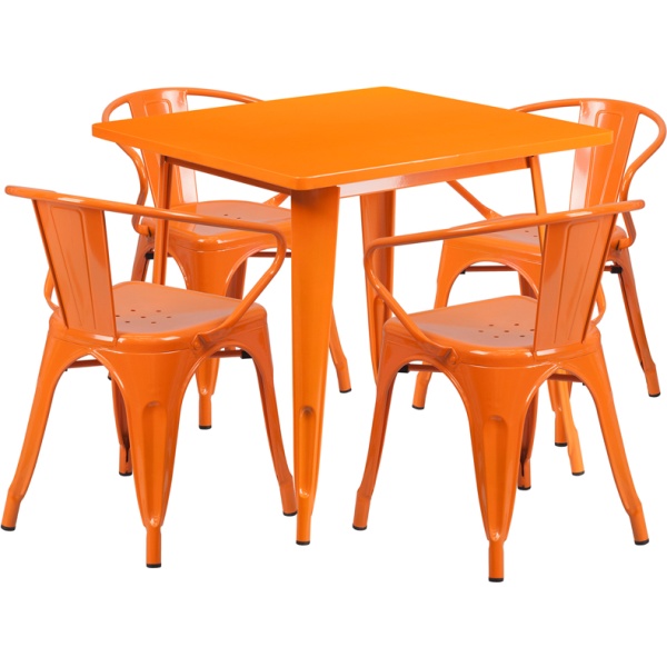 31.5-Square-Orange-Metal-Indoor-Outdoor-Table-Set-with-4-Arm-Chairs-by-Flash-Furniture