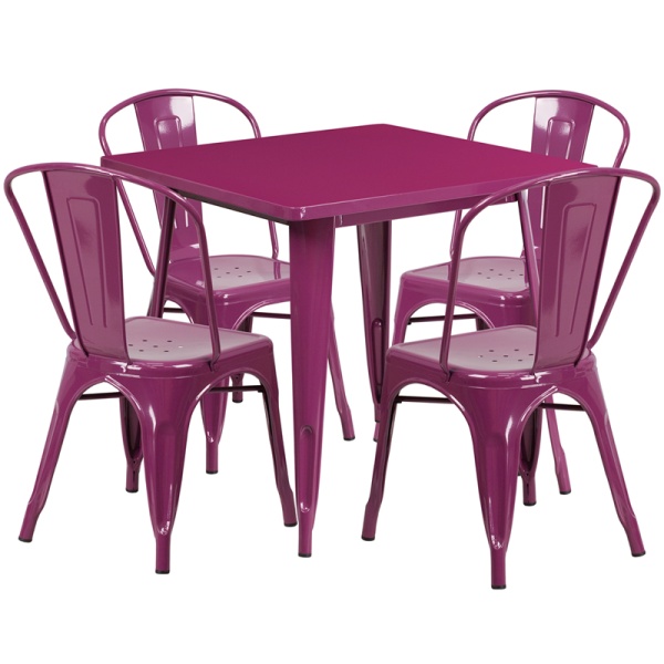 31.5-Square-Purple-Metal-Indoor-Outdoor-Table-Set-with-4-Stack-Chairs-by-Flash-Furniture