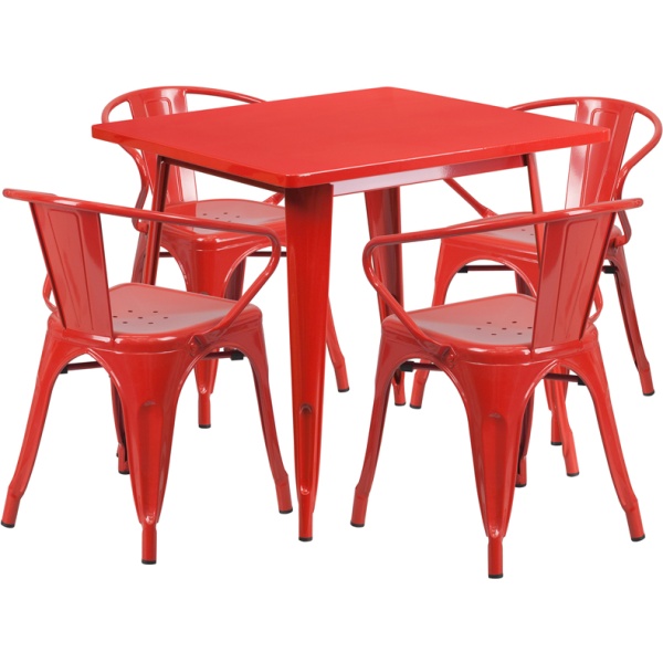 31.5-Square-Red-Metal-Indoor-Outdoor-Table-Set-with-4-Arm-Chairs-by-Flash-Furniture