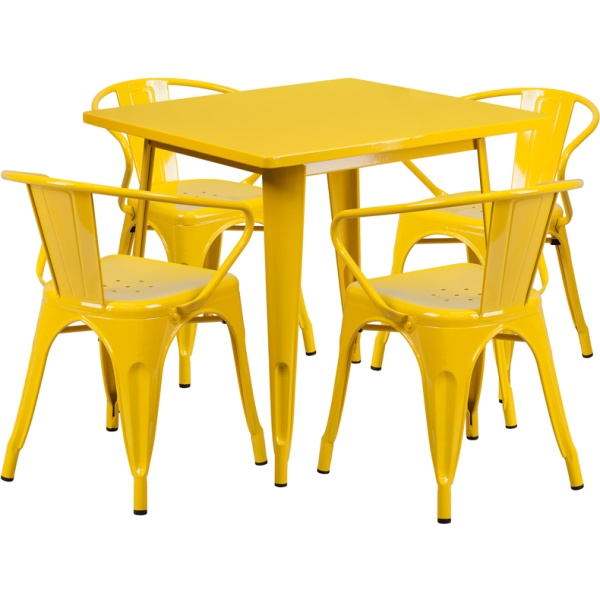 31.5-Square-Yellow-Metal-Indoor-Outdoor-Table-Set-with-4-Arm-Chairs-by-Flash-Furniture