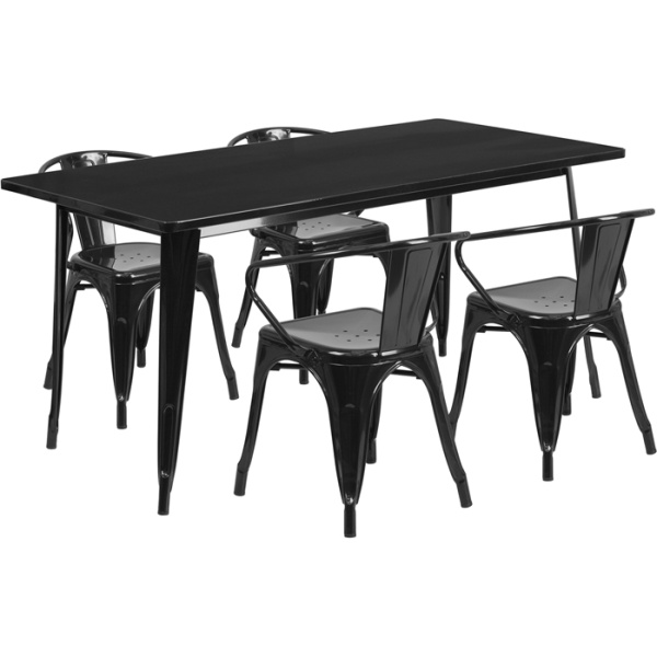 31.5-x-63-Rectangular-Black-Metal-Indoor-Outdoor-Table-Set-with-4-Arm-Chairs-by-Flash-Furniture