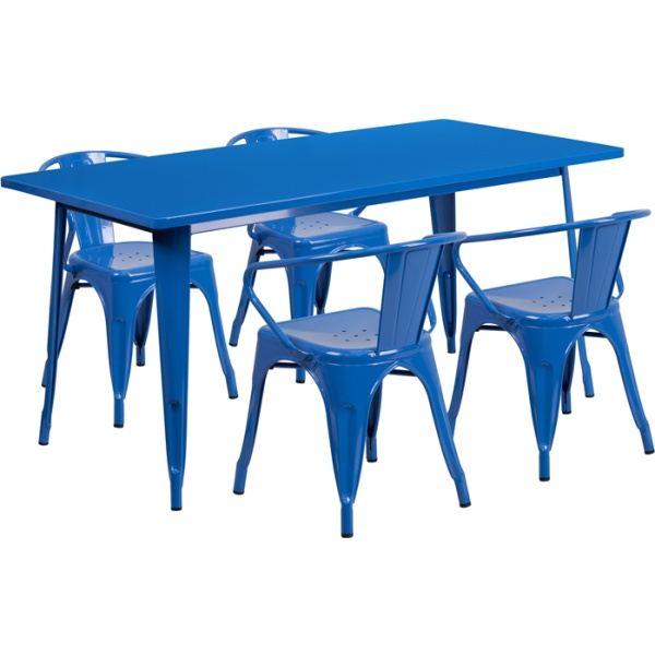 31.5-x-63-Rectangular-Blue-Metal-Indoor-Outdoor-Table-Set-with-4-Arm-Chairs-by-Flash-Furniture