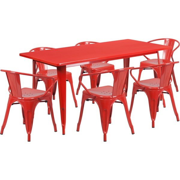31.5-x-63-Rectangular-Red-Metal-Indoor-Outdoor-Table-Set-with-6-Arm-Chairs-by-Flash-Furniture