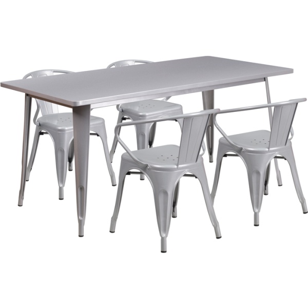 31.5-x-63-Rectangular-Silver-Metal-Indoor-Outdoor-Table-Set-with-4-Arm-Chairs-by-Flash-Furniture
