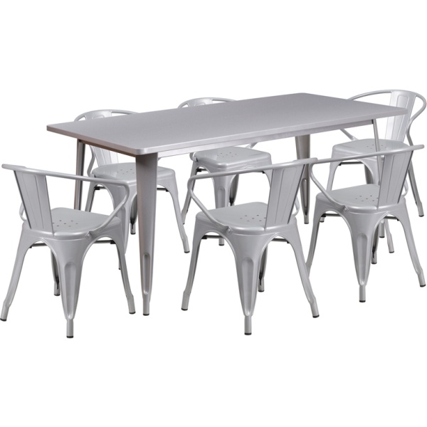 31.5-x-63-Rectangular-Silver-Metal-Indoor-Outdoor-Table-Set-with-6-Arm-Chairs-by-Flash-Furniture