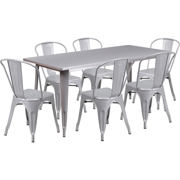 31.5-x-63-Rectangular-Silver-Metal-Indoor-Outdoor-Table-Set-with-6-Stack-Chairs-by-Flash-Furniture