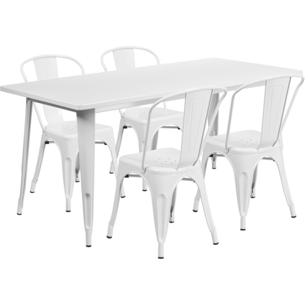 31.5-x-63-Rectangular-White-Metal-Indoor-Outdoor-Table-Set-with-4-Stack-Chairs-by-Flash-Furniture