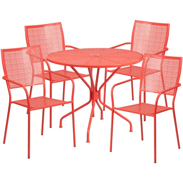 35.25-Round-Coral-Indoor-Outdoor-Steel-Patio-Table-Set-with-4-Square-Back-Chairs-by-Flash-Furniture