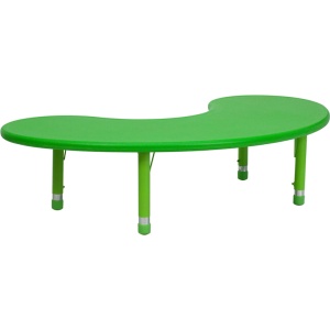 35''W x 65''L Half-Moon Green Plastic Height Adjustable Activity Table - by Flash Furniture