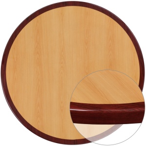 36'' Round 2-Tone High-Gloss Cherry / Mahogany Resin Table Top with 2'' Thick Drop-Lip - by Flash Furniture