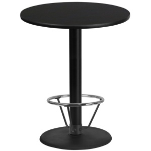 36'' Round Black Laminate Table Top with 24'' Round Bar Height Table Base and Foot Ring - by Flash Furniture