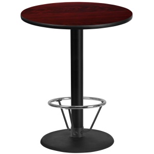 36'' Round Mahogany Laminate Table Top with 24'' Round Bar Height Table Base and Foot Ring - by Flash Furniture