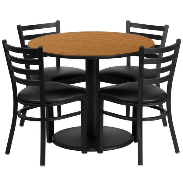 36-Round-Natural-Laminate-Table-Set-with-4-Ladder-Back-Metal-Chairs-Black-Vinyl-Seat-by-Flash-Furniture