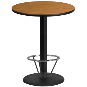 36'' Round Natural Laminate Table Top with 24'' Round Bar Height Table Base and Foot Ring - by Flash Furniture