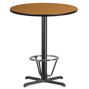 36'' Round Natural Laminate Table Top with 30'' x 30'' Bar Height Table Base and Foot Ring - by Flash Furniture