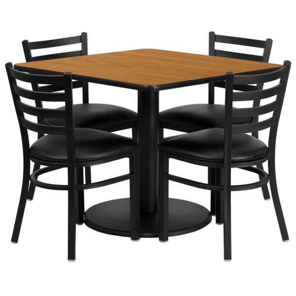 36-Square-Natural-Laminate-Table-Set-with-4-Ladder-Back-Metal-Chairs-Black-Vinyl-Seat-by-Flash-Furniture
