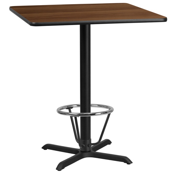 36-Square-Walnut-Laminate-Table-Top-with-30-x-30-Bar-Height-Table-Base-and-Foot-Ring-by-Flash-Furniture