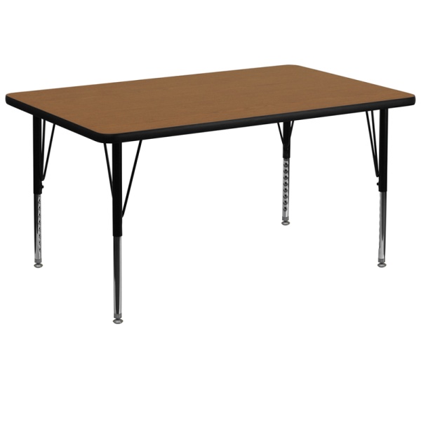 36W-x-72L-Rectangular-Oak-Thermal-Laminate-Activity-Table-Height-Adjustable-Short-Legs-by-Flash-Furniture