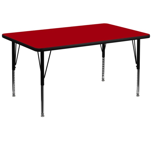 36W-x-72L-Rectangular-Red-Thermal-Laminate-Activity-Table-Height-Adjustable-Short-Legs-by-Flash-Furniture