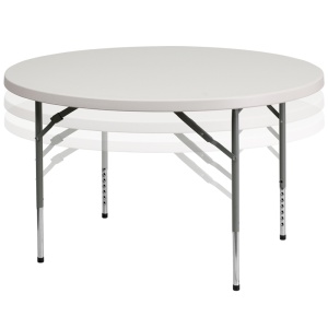 48'' Round Height Adjustable Granite White Plastic Folding Table - by Flash Furniture