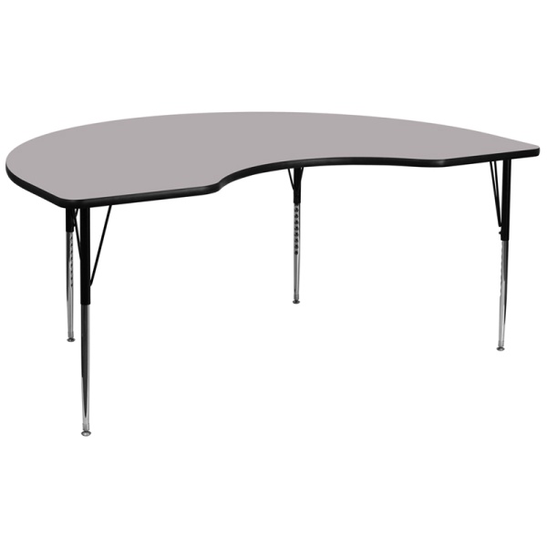 48W-x-96L-Kidney-Grey-Thermal-Laminate-Activity-Table-Standard-Height-Adjustable-Legs-by-Flash-Furniture