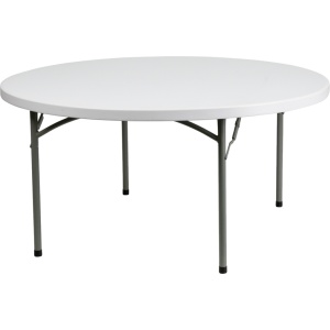 60'' Round Granite White Plastic Folding Table - by Flash Furniture