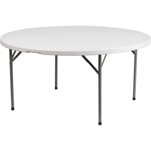 60'' Round Granite White Plastic Folding Table - by Flash Furniture