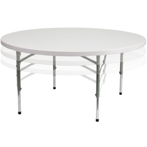 60'' Round Height Adjustable Granite White Plastic Folding Table - by Flash Furniture