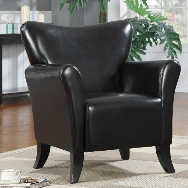 Accent-Chair-with-Black-Leather-like-Vinyl-Upholstery-by-Coaster-Fine-Furniture