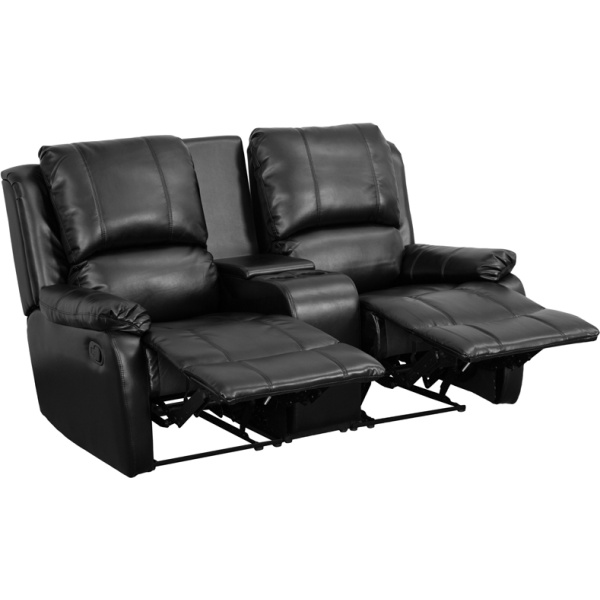 Allure-Series-2-Seat-Reclining-Pillow-Back-Black-Leather-Theater-Seating-Unit-with-Cup-Holders-by-Flash-Furniture