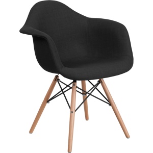 Alonza Series Genoa Black Fabric Chair with Wood Base - by Flash Furniture