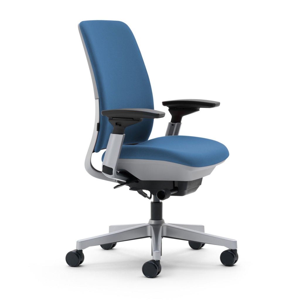 Amia Work Task Chair in Blue with Platinum Base by Steelcase Madison